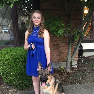 blue sequined homecoming dress